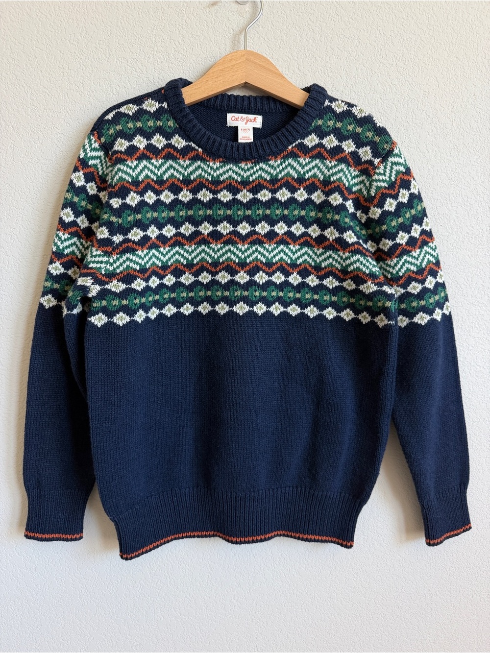 Cat & Jack Navy Fair Isle Crewneck Sweater